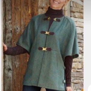 Soft Surroundings Herringbone Hampstead Cape Poncho Toggle Coat Women’s Small P